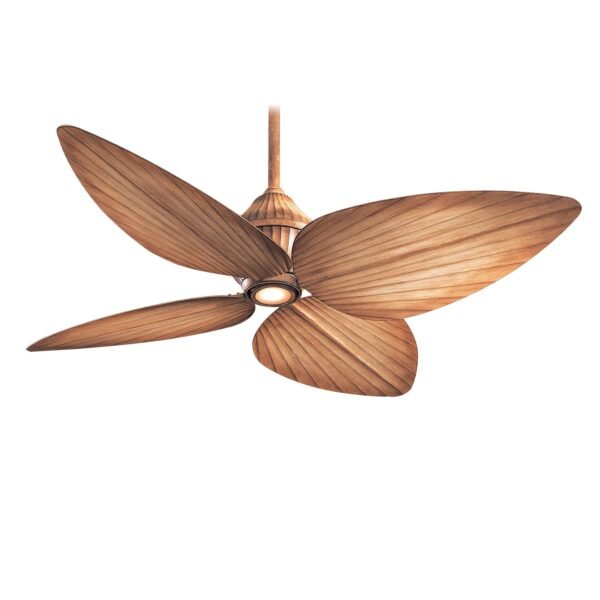 52-Inch Bahama Beige Tropical Ceiling Fan with LED Light Kit and Leaf-Style Blades